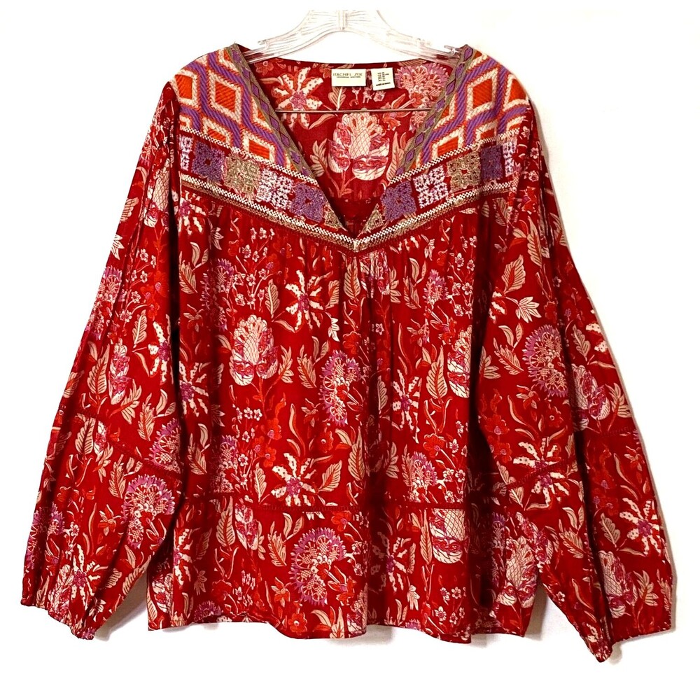 Rachel Zoe Red Floral Blouse